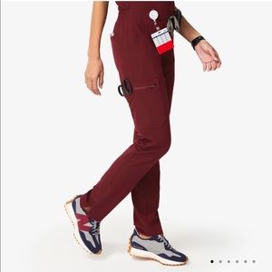 figs yola skinny scrub pants burgundy